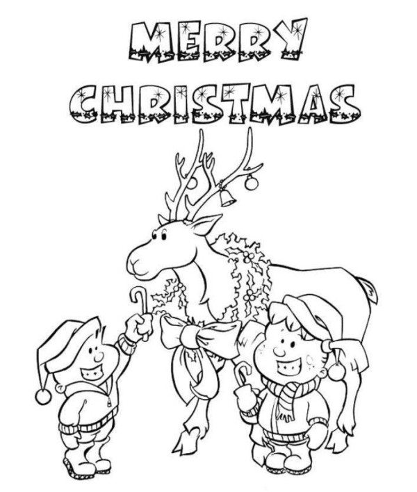 600x708 Christmas Reindeer Merry Christmas Coloring Page