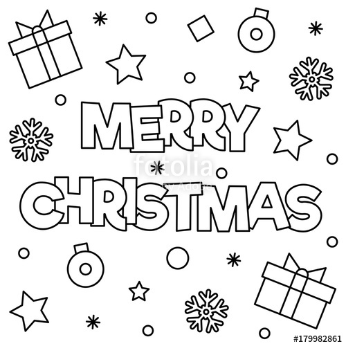 500x500 Merry Christmas Coloring Page Vector Illustration Stock Image