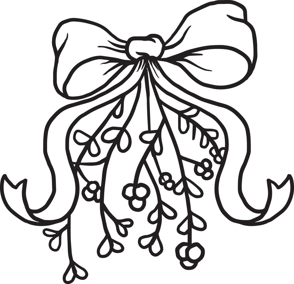 1024x991 Free Printable Mistletoe Christmas Coloring Page For Kids