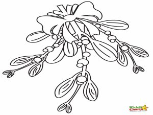 300x225 Xmas Coloring Pages For Kids Christmas Mistletoe Colouring Free