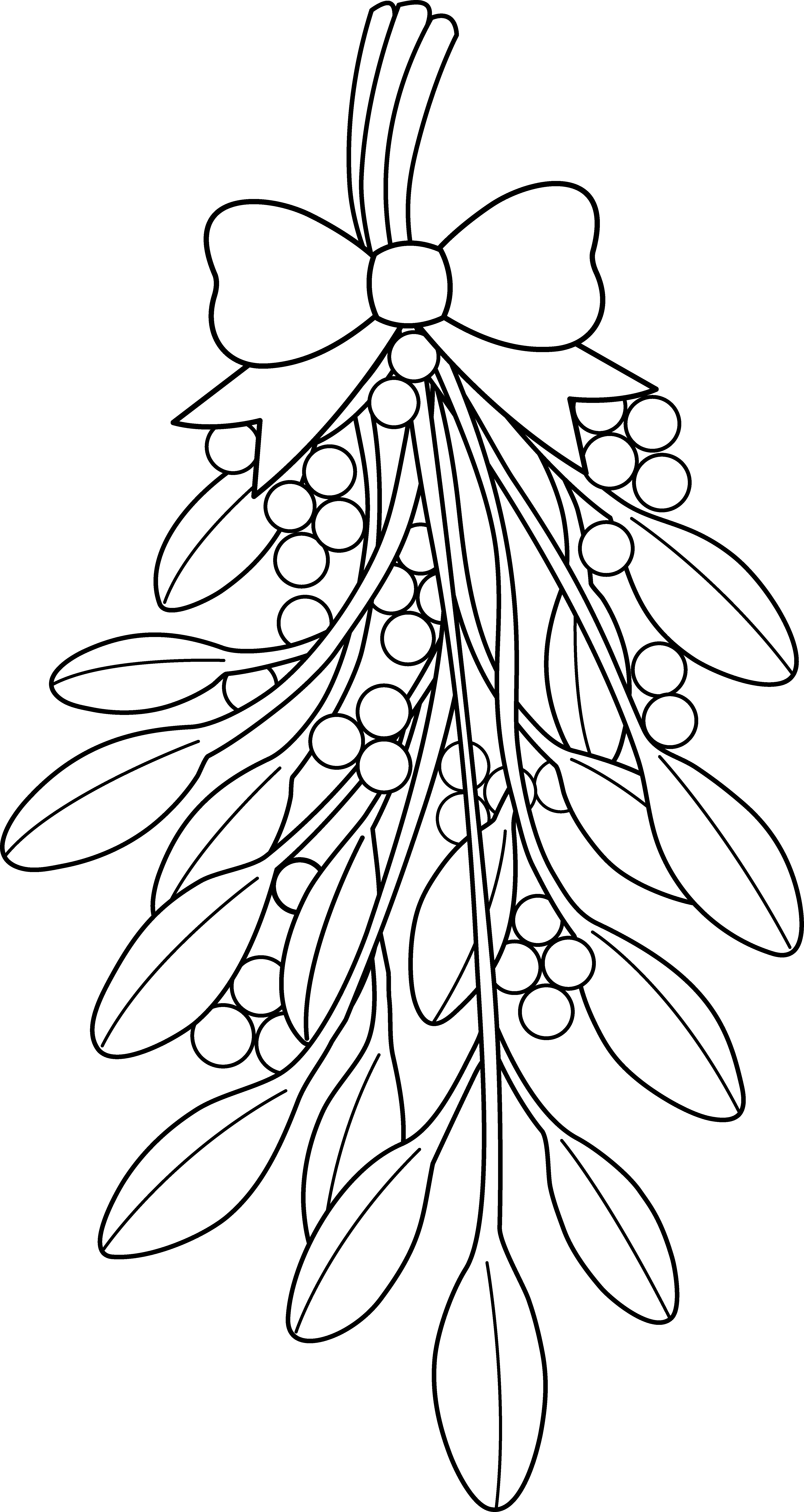 4415x8305 Christmas Coloring Pages Mistletoe Clipart Black And White