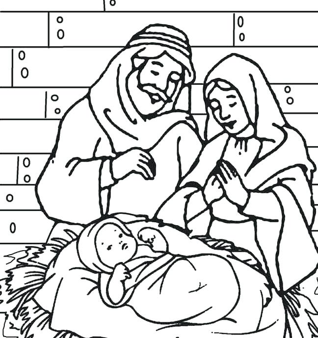 648x689 Coloring Page Baby Jesus In Manger Happy Birthday Pages Religion