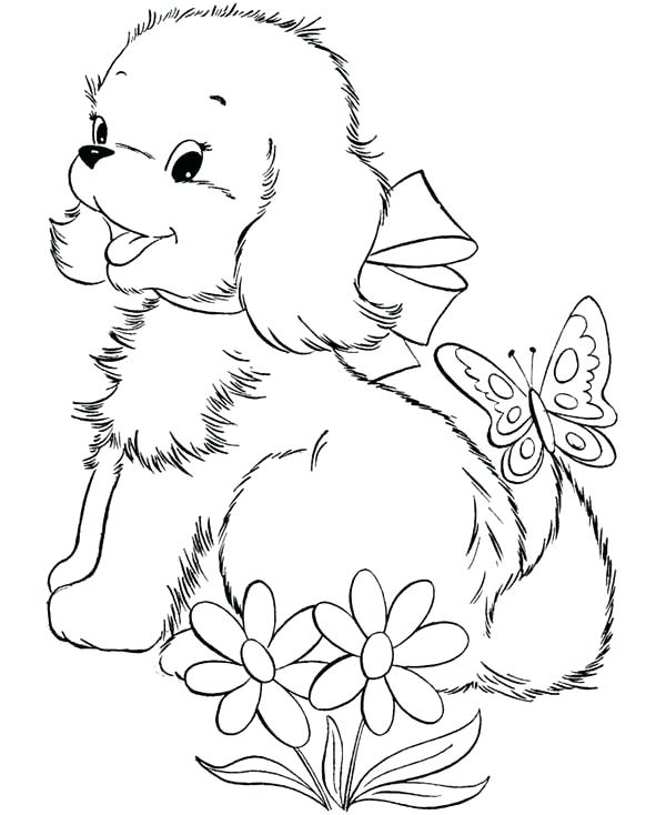 600x734 Puppy Dog Coloring Pages Cute Puppy Dog Playing With Butterfly