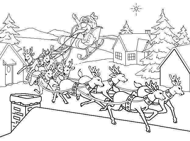 624x464 Christmas Coloring Pages Santa And Reindeer