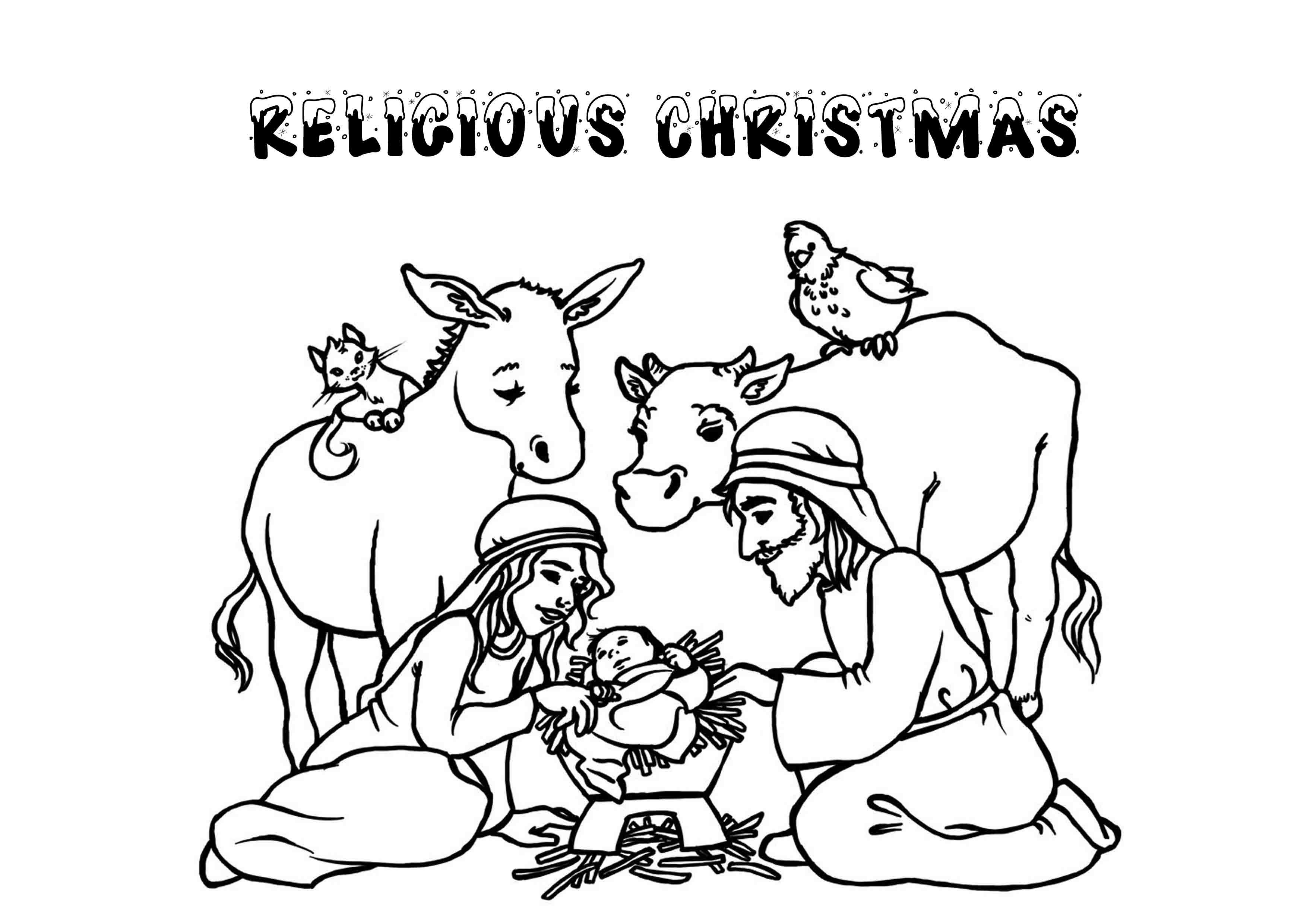 3508x2480 Awesome Religious Christmas Coloring Pages Printable Color Pics