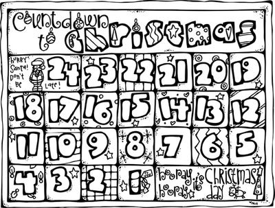400x303 Christmas Countdown Calendar Line Art From Melonheadz