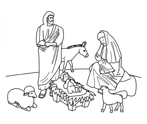 600x508 Nativity Of Jesus On Christmas Day Coloring Page