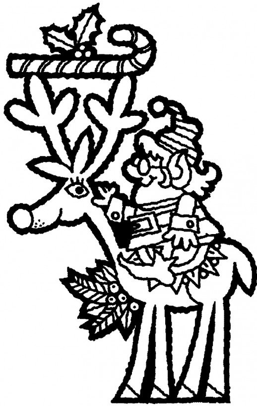 518x817 Santa Riding On Reindeer The Christmas Deer Coloring Pages