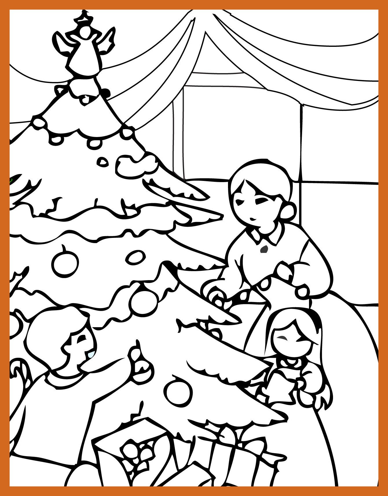 1341x1716 Incredible Christmas Family Coloring Page U Holidays Pict For Cat