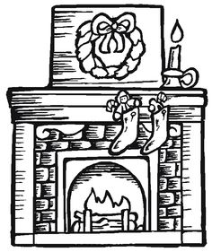 236x281 Mantle Clock Fireplace Stockings Coloring Sheet Christmas