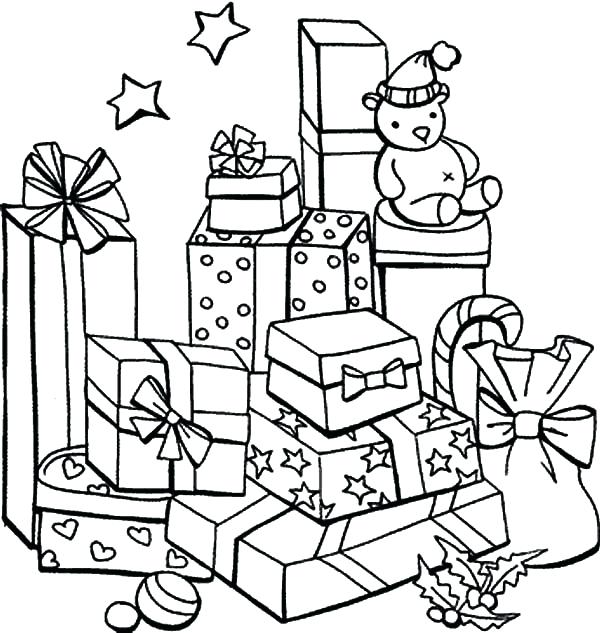 600x633 Christmas Coloring Pages Presents Christmas Gift Coloring Page