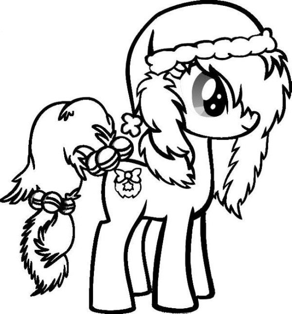 600x646 Cute Little Pony Christmas Coloring Pages