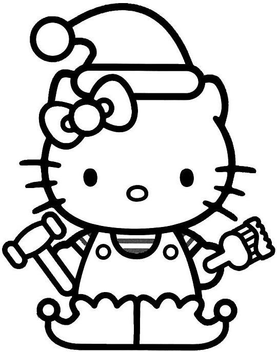 540x687 Hello Kitty Christmas Hat Coloring For Kids