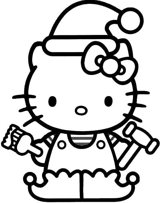 540x680 Hello Kitty Used Christmas Hat Coloring For Kids Coloring Pages