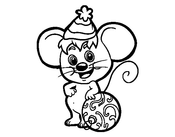 600x470 Mouse With Christmas Hat Coloring Page
