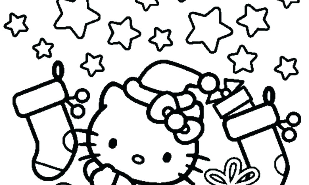 1048x629 Christmas House Colouring Pages Hello Kitty Coloring Free Print