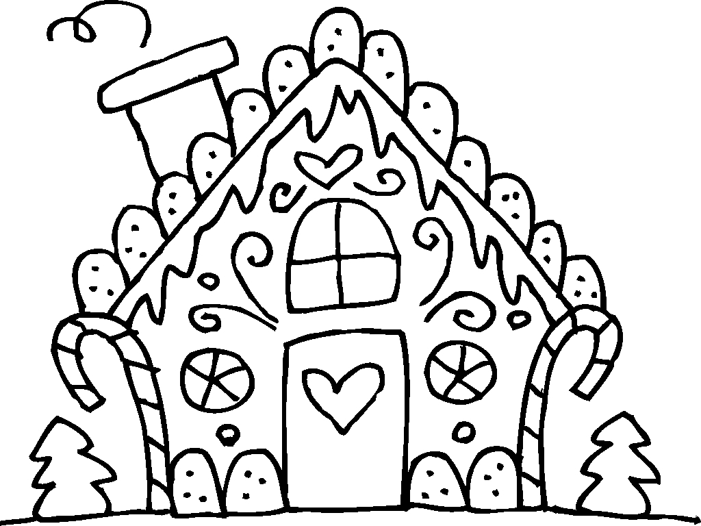 1024x768 Christmas Coloring Pages Gingerbread House