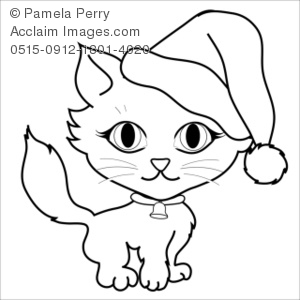 300x300 Christmas Kitten Coloring Page Clipart Stock Photography
