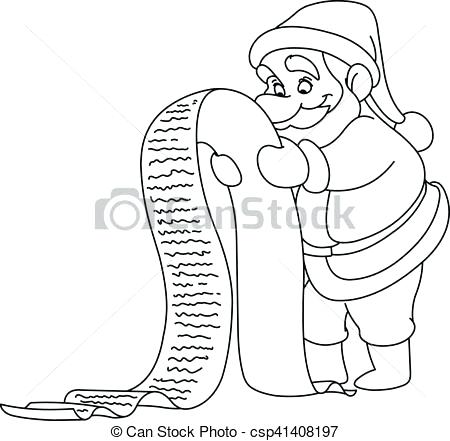 450x441 Santa Christmas List Coloring Page Outlined With Reading A Drawing