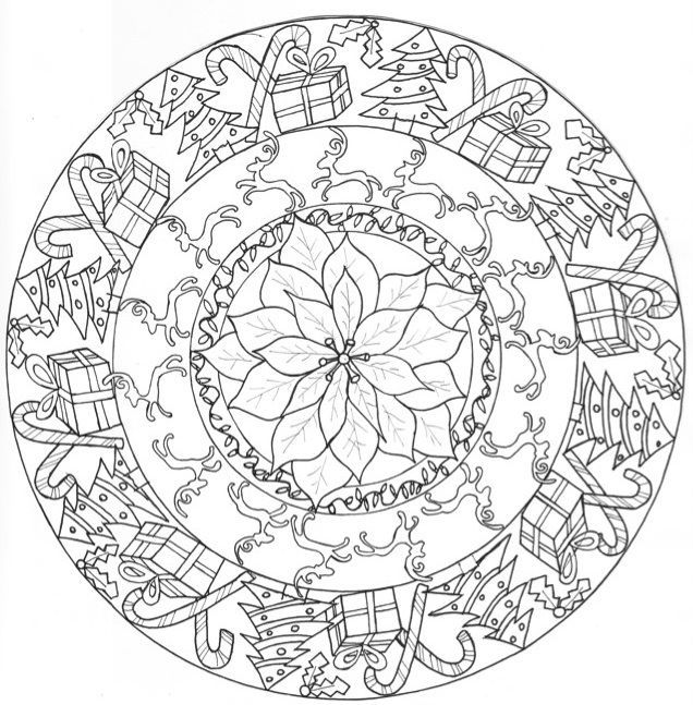 636x647 Christmas Mandala Coloring Pages