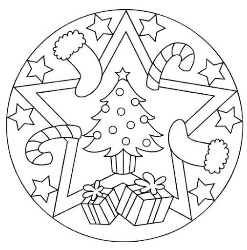 506x512 Free Christmas Mandala Coloring Page