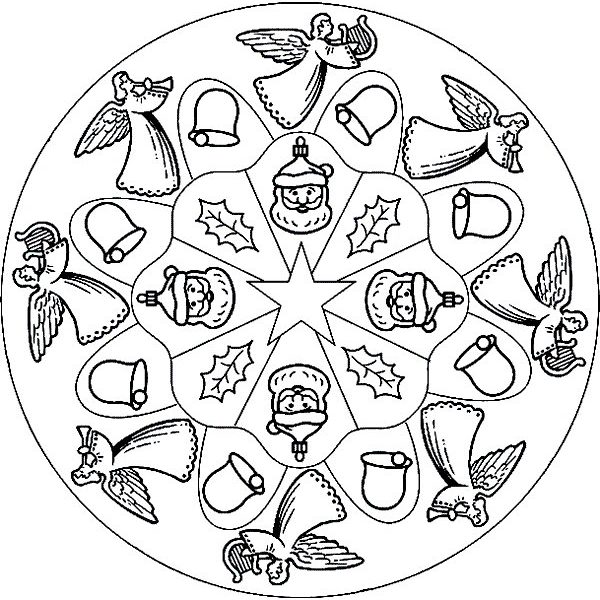 600x600 Christmas Mandala Coloring Pages Printable Christmas Mandala