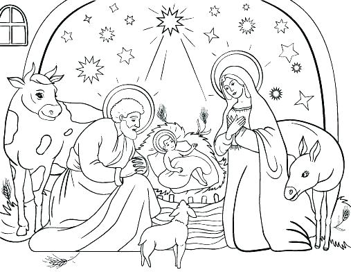 507x392 Manger Coloring Pages Nativity Manger Nativity Coloring Page