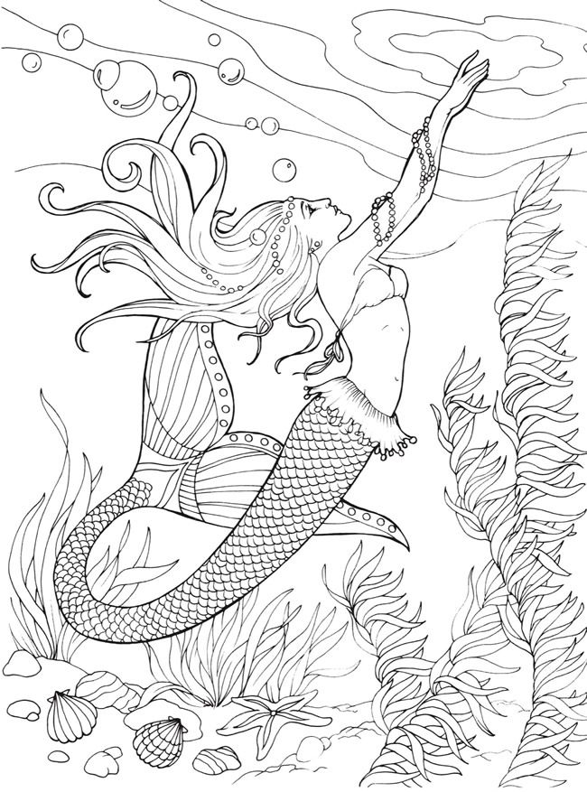 650x877 Best Mermaid Coloring Pages For Adults Images