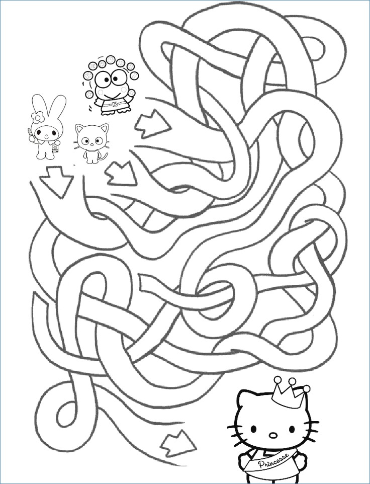 736x962 Hello Kitty Christmas Letter Maze And Coloring Page