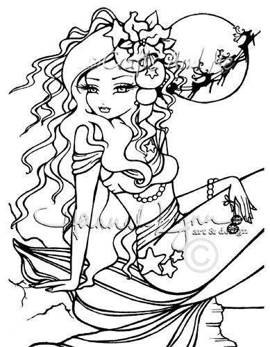 389x500 Mermaid Coloring Sheets Mermaid Coloring Pages For Christmas