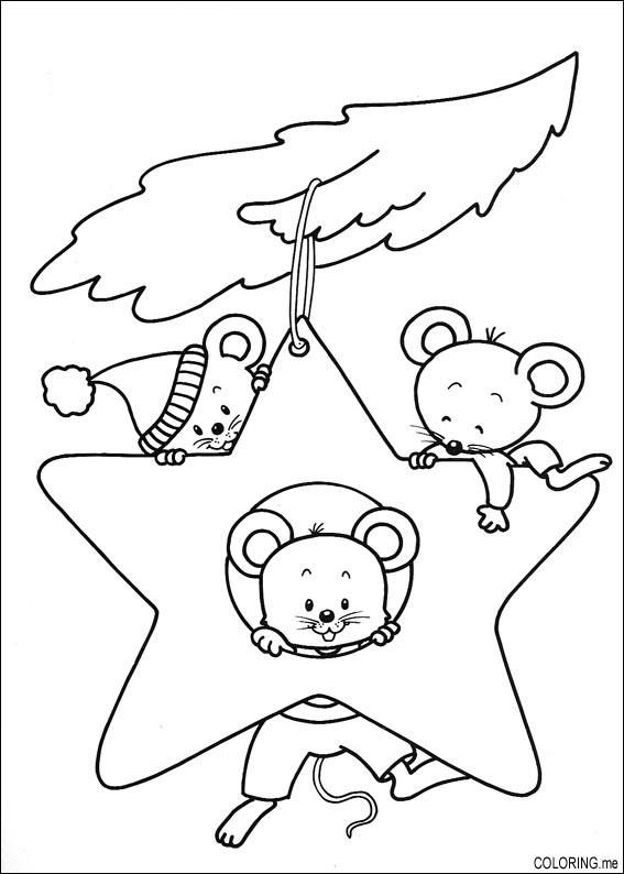 567x794 Coloring Page Christmas Mouse In Stars