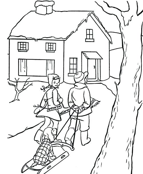 500x611 Christmas Scene Coloring Pages Vintage Scene Coloring Page