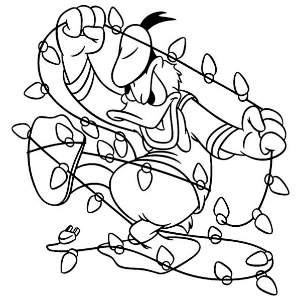 600x600 Donald Duck With Jumbled Christmas Ornaments On Christmas Coloring