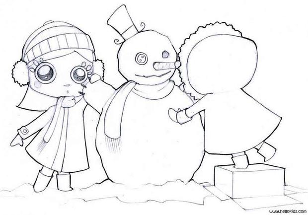 620x433 Snowman's Christmas Party Time Coloring Pages