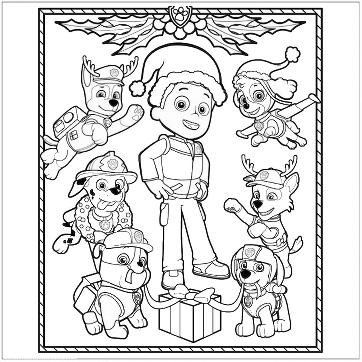1400x1400 Paw Patrol Christmas Coloring Page