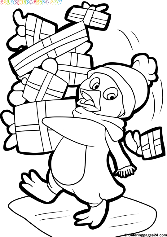 539x765 Christmas Penguin Coloring Pages