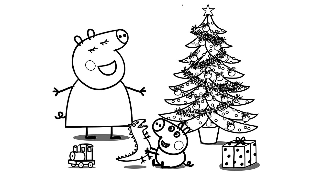 1280x720 Peppa Pig Christmas Coloring Book Pages For Kids Learn Colours Art