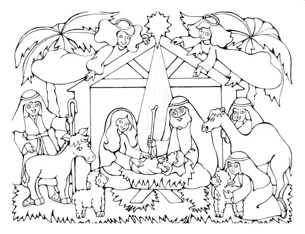 600x460 Placemat Coloring Page Printable Nativity Coloring Pages On Free