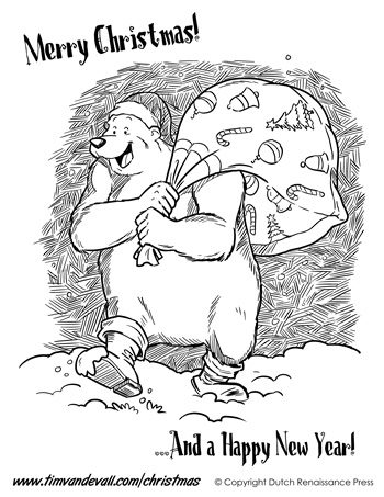 350x453 Christmas Polar Bear Coloring Page