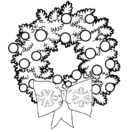 455x455 Christmas Wreath Coloring Pages, Wreath Ornaments Learn To Coloring