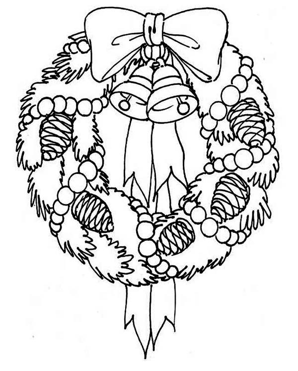 600x747 A Sweet Christmas Wreath For Hanging Decor Coloring Page