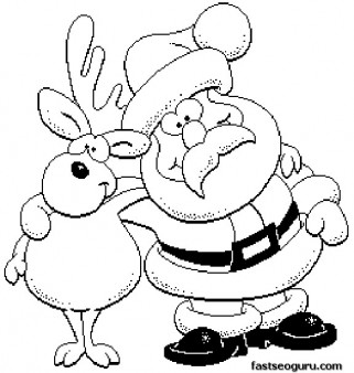 321x338 Printable Merry Christmas Santa And Rudolph Coloring Page