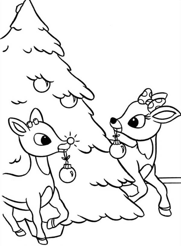 600x816 Coloring Pages Christmas Rudolph Rudolph And Clarice Decorated
