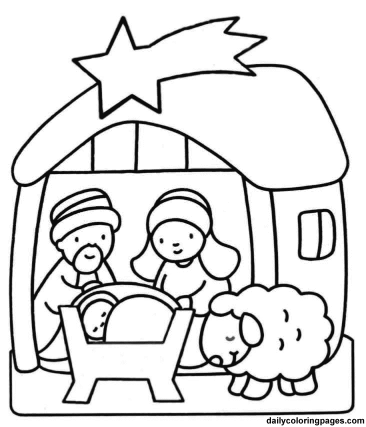 732x853 Christmas Coloring Sheets For Kindergarten Nativity Scene