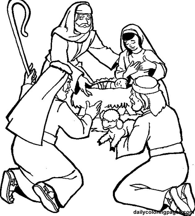 630x697 Christmas Shepherd's Coloring Page