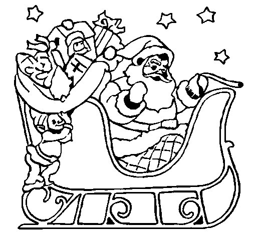 505x470 Father Christmas In His Sleigh Coloring Page