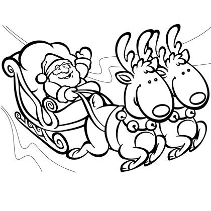 420x420 Santa's Sleigh Coloring Page Christmas Holidays