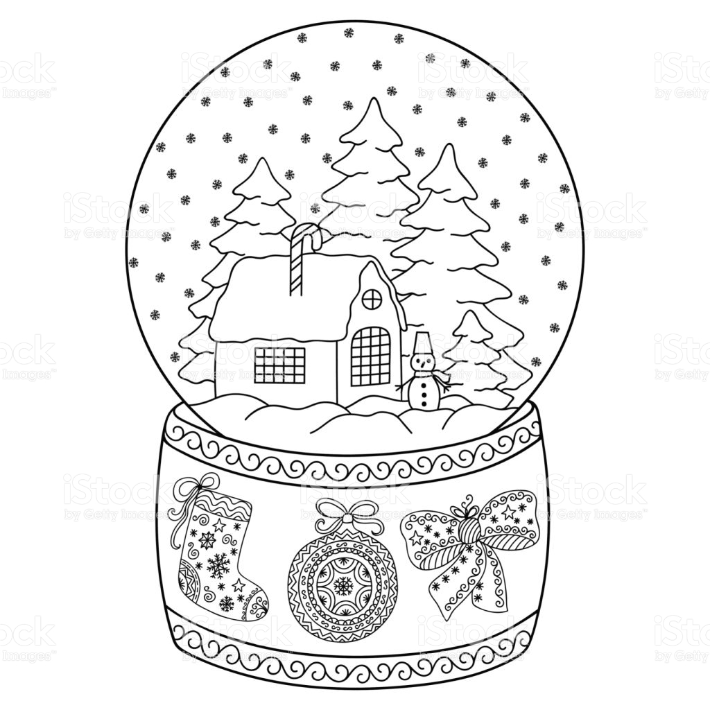 1024x1024 Snow Globe Coloring Page