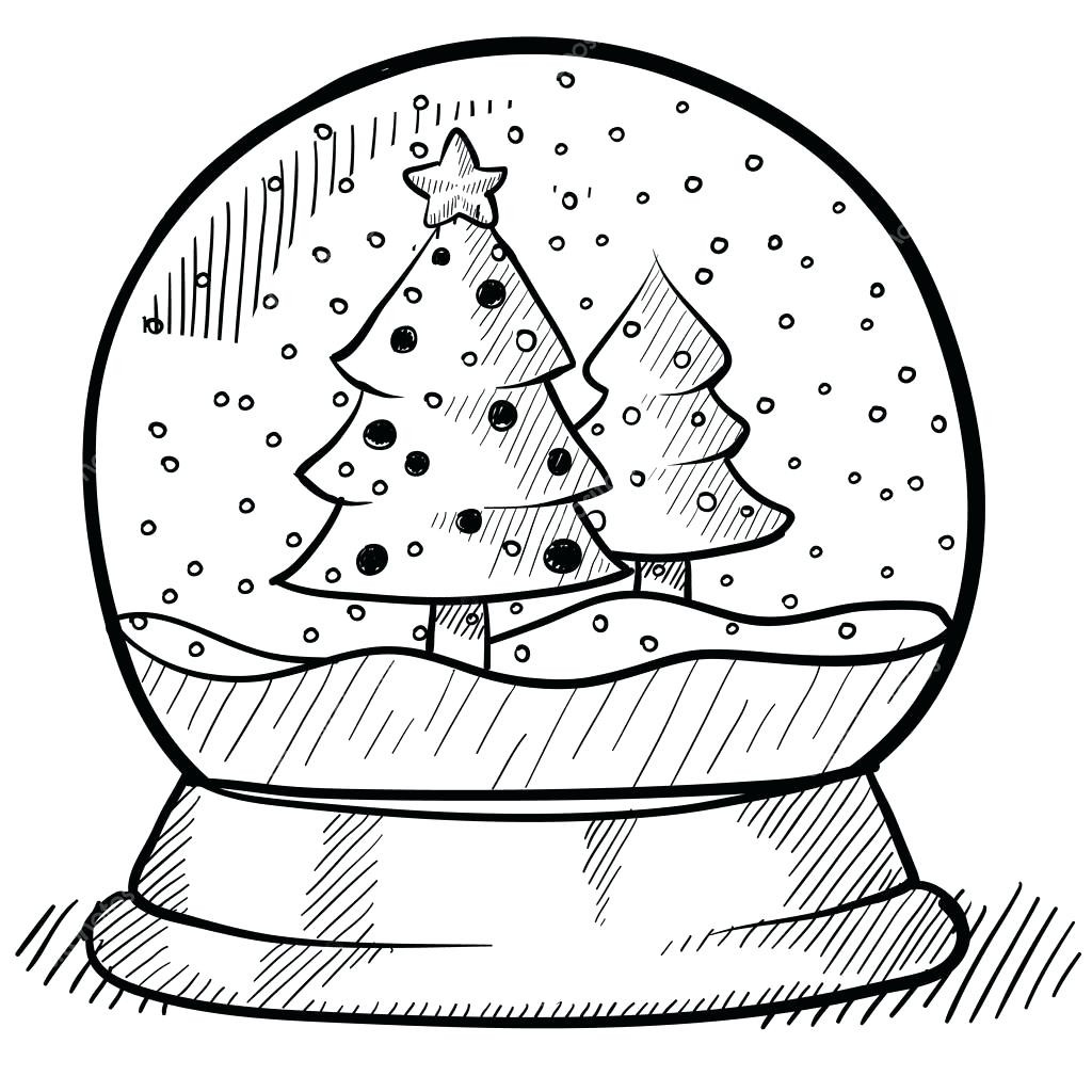 1024x1024 Wonderful Christmas Snow Globes Coloring Pages With Outstanding