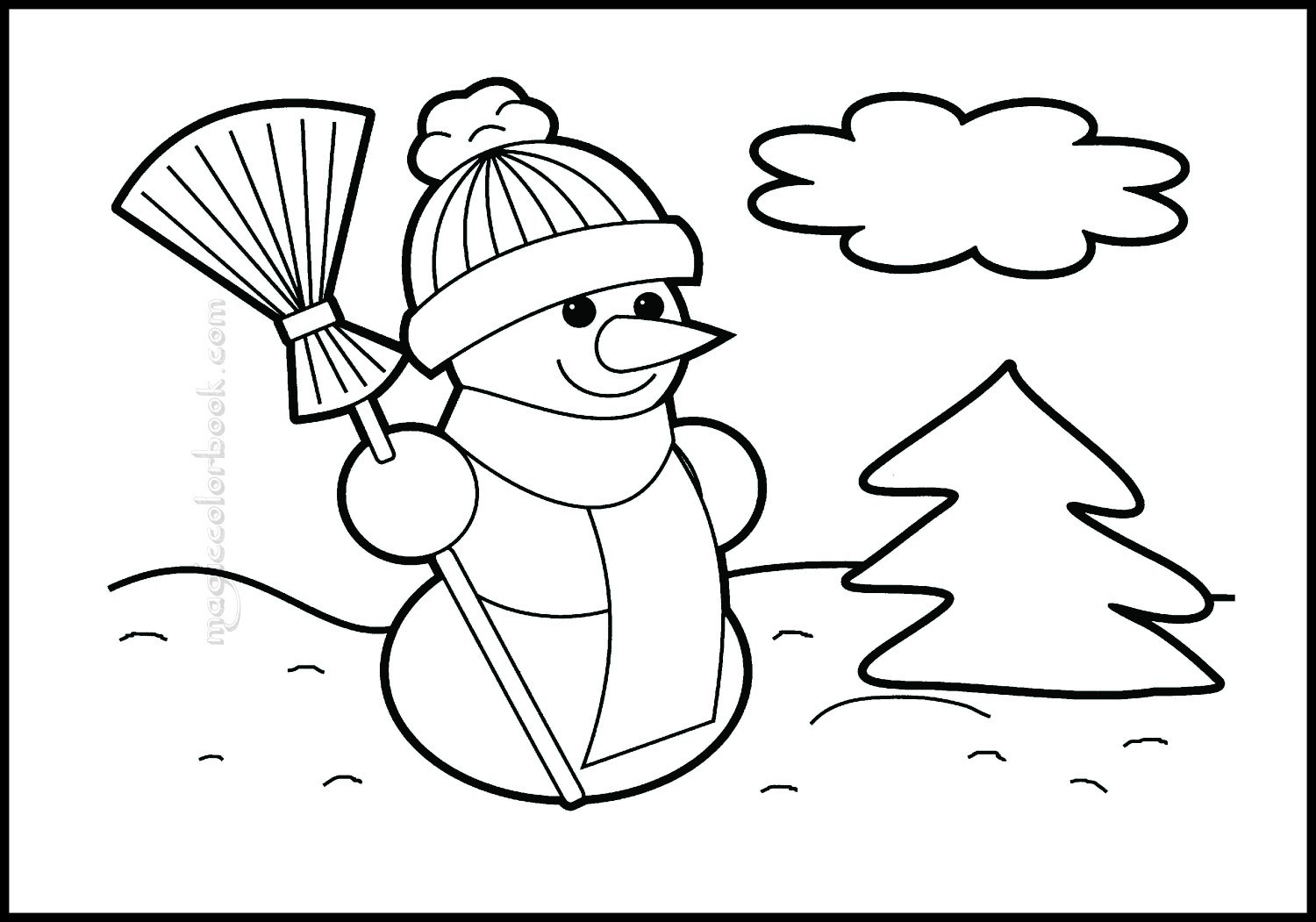 1500x1051 Christmas Snowman Coloring Page